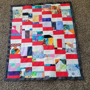 Handmade Quilt Top New Unfinished "Red Flag" 33" x 27"
